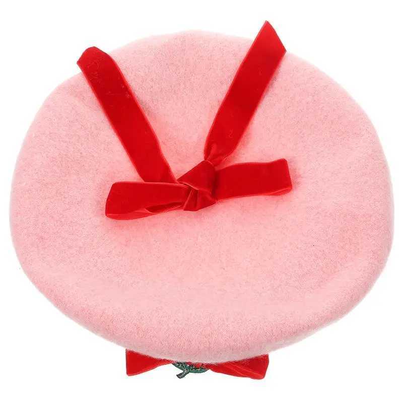 Berets Women Hat Shortcake Bowknot Christmas Bridal Outfits Female Warm All-Match Hat Painter Sterry Clothing Accessories XJ250807