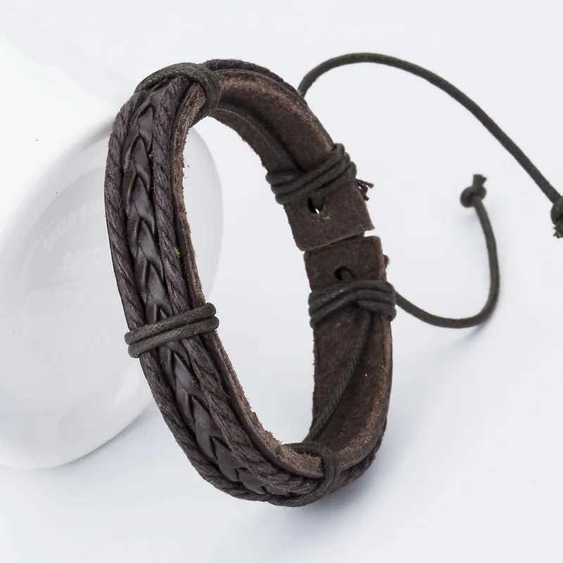 Thats Hot Sale!Fashion Charm Leather Bangle Men Bracelets Popular Boys DIY Bandage Strand Handmade Brown Weave Bracelets W250807