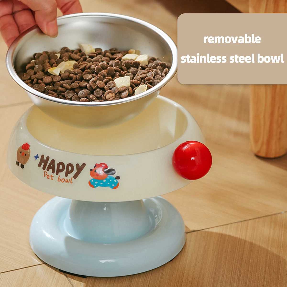 Stainless Steel Pet Bowl Non-Slip Durable Cat Food Bowl Dog Bowl Protects Cervical Spine for Kittens And Dogs Y250806