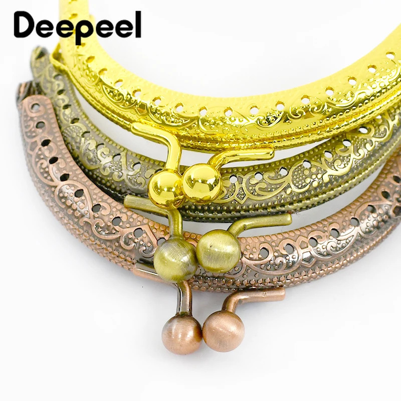510Pcs Deepeel 8.5cm Metal Purse Frame Handle Embossed Kiss Clasps Bag Handles Hardware DIY Sewing Brackets Luggage Accessories 250807