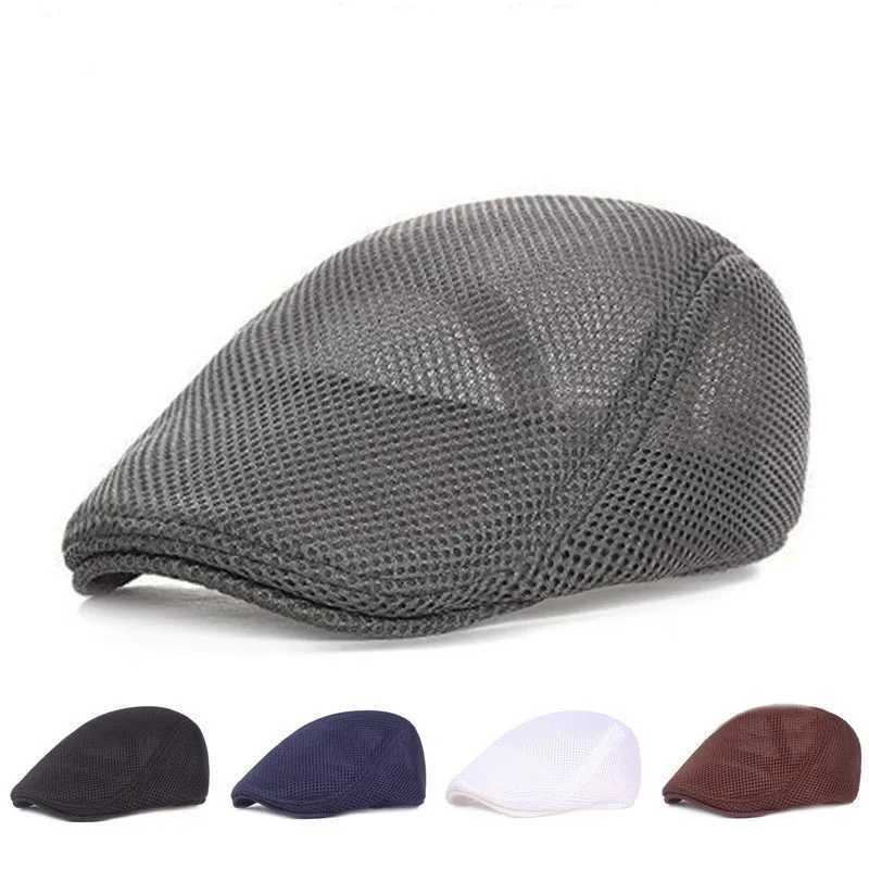 Breathable Mesh Hollow Berets Hat For Men Convenient Spring Summer Beret Quick-drying Newsboy C Retro Sun Hats Painter Cs XJ250807