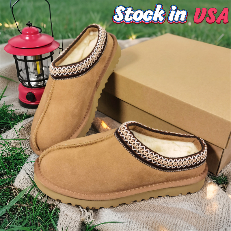 Stock in USA Tasman Slippers Australia Tazz Fur snow boots Shearling sheepskin slipper Classic Ultra Mini boot winter Suede wool shoes designer ankle booties