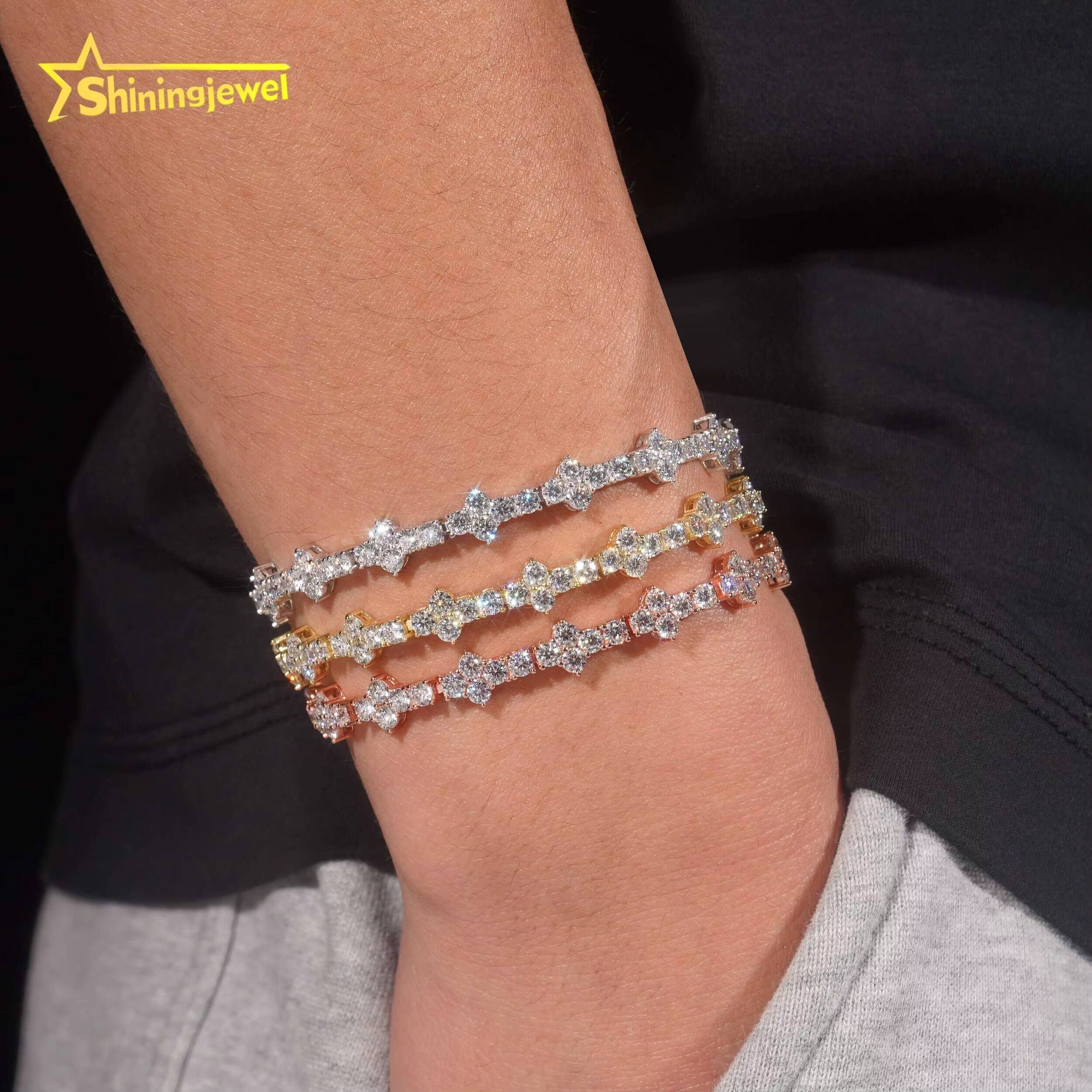 Wholesale Price Fashion Jewelry 925 Sterling Silver VVS Moissanite Cross Tennis Bracelet