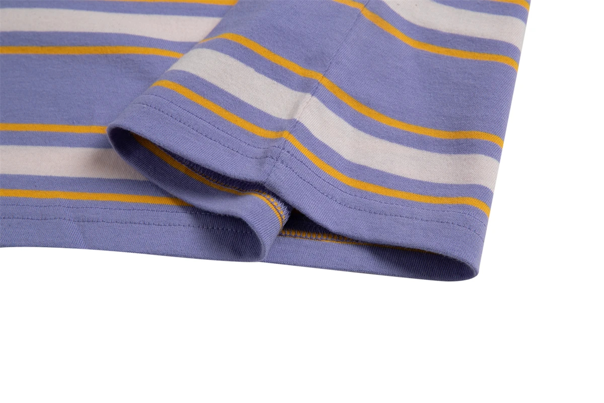 Drew House New Mens Clothing Striped purple T shirt men's and women's printed loose short sleeve T-shirt Designer luxury