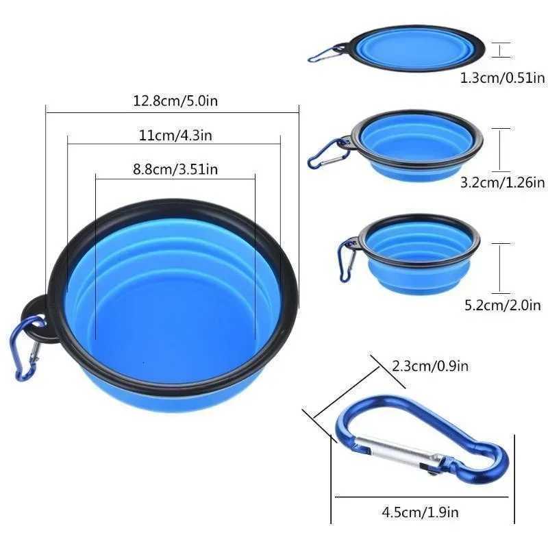 350ML Dog Food Bowl Feeder Cat Drinking Water Folding Silicone Pet Travel Bowls Foldable Cup Dish With Carabiner Pet Supplies Y250806