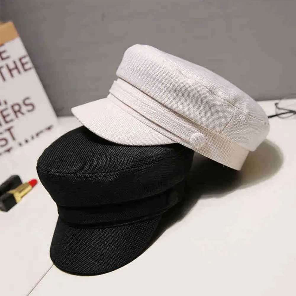 Personality Cotton Linen Women Autumn Flat C Berets Navy Hats Octagonal C XJ250807