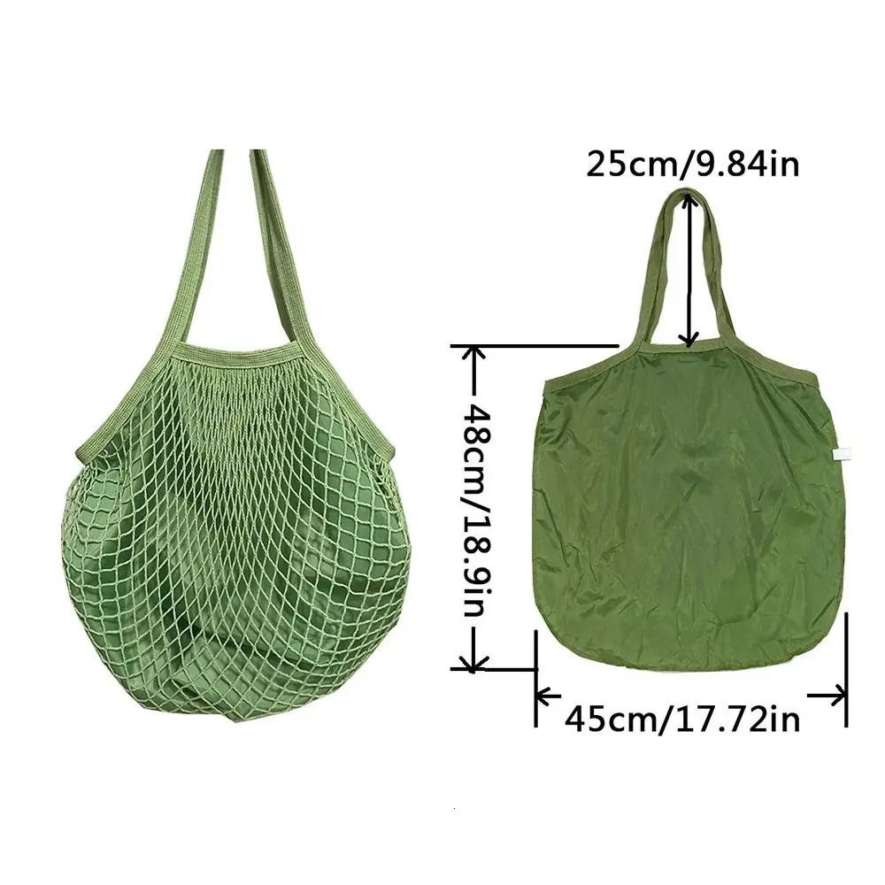 Reusable Grocery Bags Fruit Vegetable Net Bag Washable Cotton Mesh String Organic Organizer Handbag Short Handle Top-Handle Bags 250804