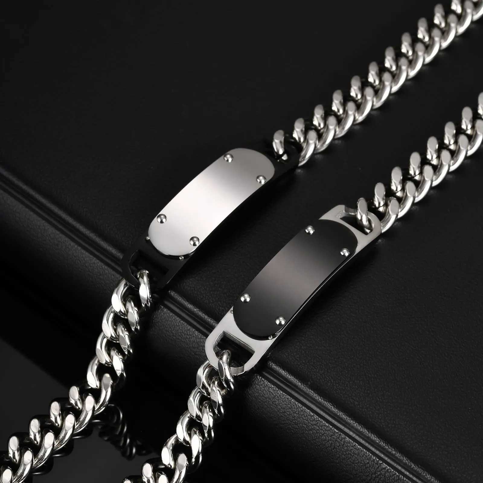 Casual Mens Thick Chain Bracelet Never Fade Stainless Steel Wristband New Punk Jewelry Gift W250807