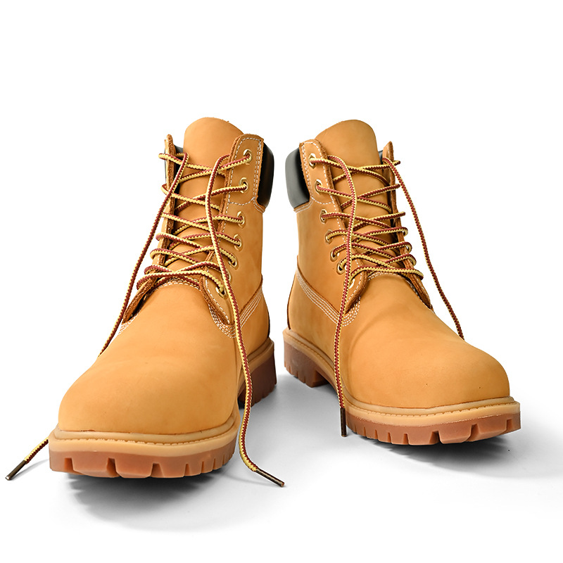 2025 Autumn Winter Fleece Lined High Top Boots Unisex Large Sizes 35-47 Versatile Fashion Couple Work Boots Yellow for Men and Women