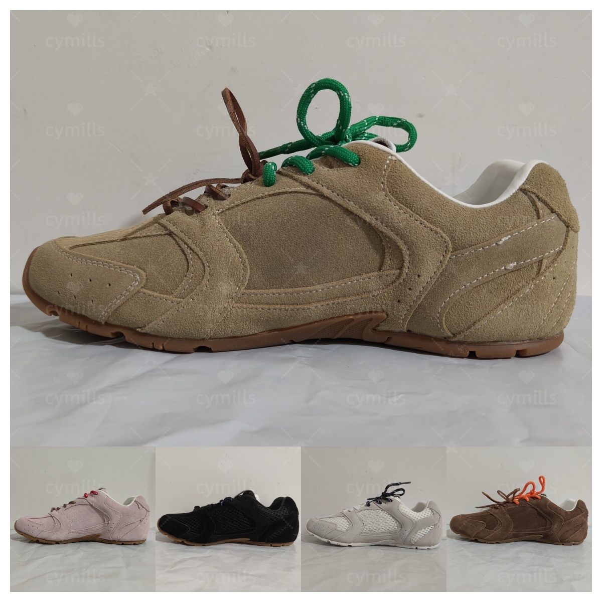 Designer shoes mesh sneakers suede trainers women casual shoe mens fashion outdoor daily outfit low top flat bottom sneaker brown pink black khaki size 35-44