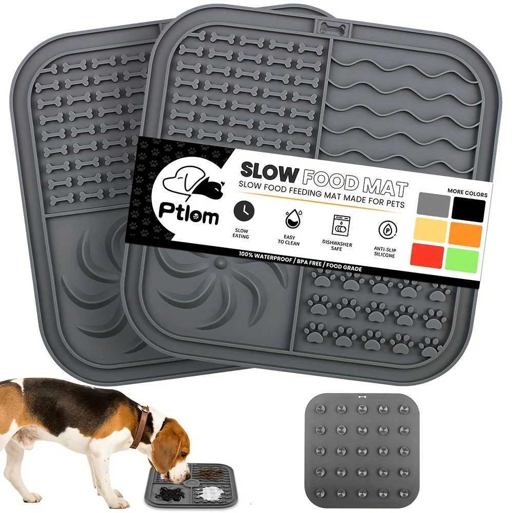 Silicone Slow Feeder Mat Pet Lick Pet Slow Food Plate Bathing Distraction Silicone Dog Sucker Food Training Dog Feeder Supplies Y250806