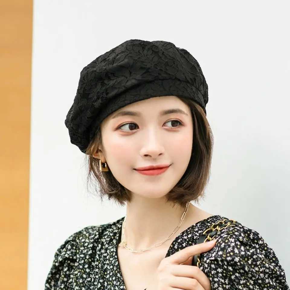 Thin Lace Beret Ladies Summer Street Shoot Fashion Bud Hat Elegant Artistic Spring Autumn Department Painter Hat Decorative Hats XJ250807