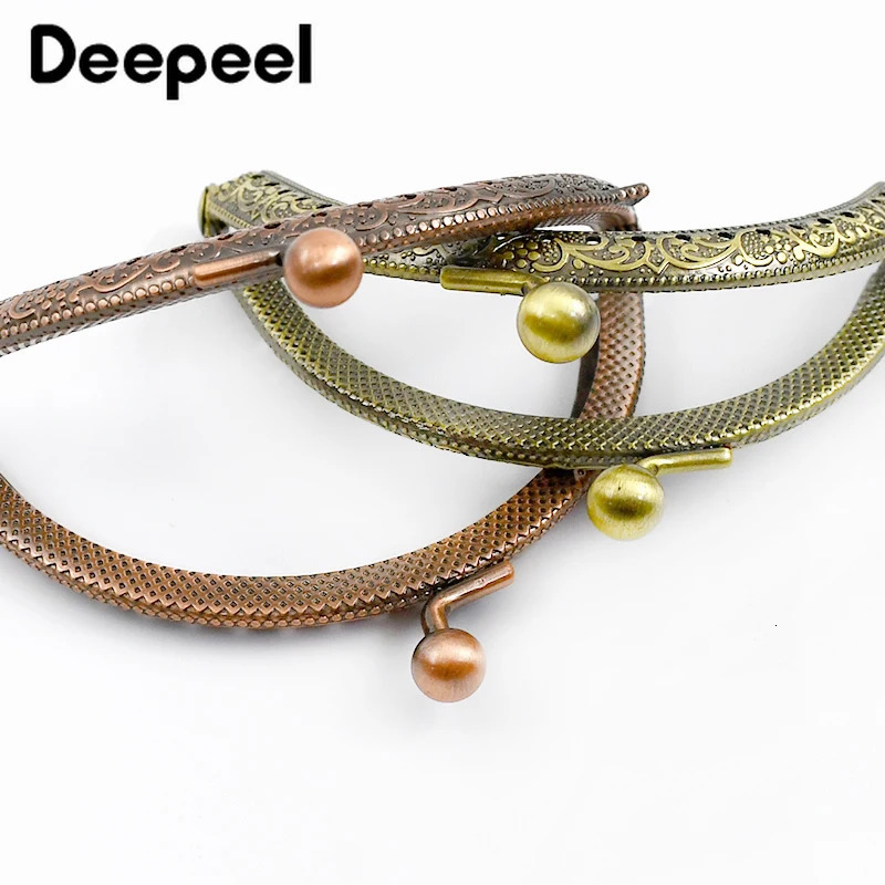 510Pcs Deepeel 8.5cm Metal Purse Frame Handle Embossed Kiss Clasps Bag Handles Hardware DIY Sewing Brackets Luggage Accessories 250807