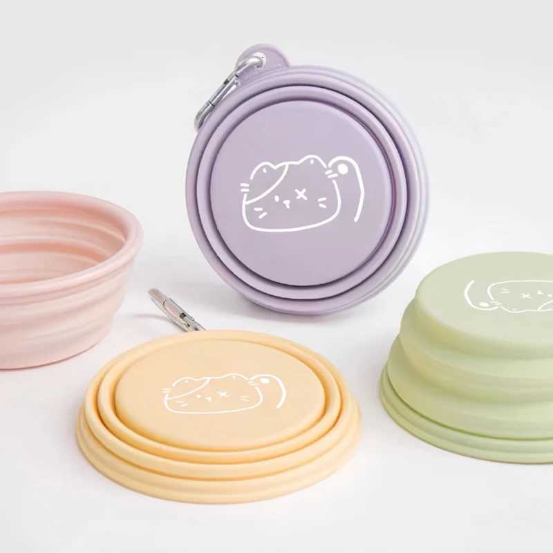 350/650ml Collapsible Pet Travel Bowl Leakproof Silicone Dog Cat Food Water Dish Portable Outdoor Feeder with Carabiner Clip Y250806