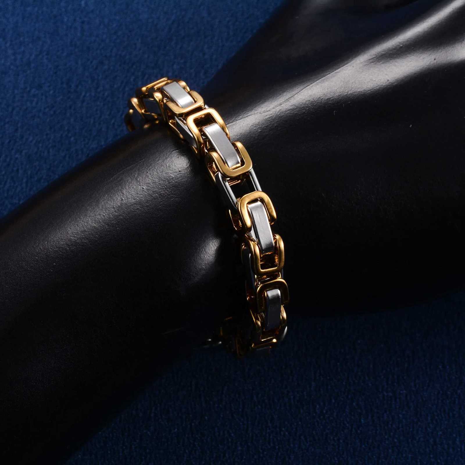 6mm 23cm Cool Stainless Steel Byzantine Chain Bracelet for Men Chunky Punk Rock Boy Hand Chain Anklet Wristband Metal Jewelry W250807