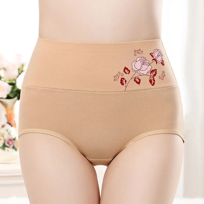 4PCSset Plus Size Underwear Woman high waist Womens Panties Comfort Cotton Brief breathable Panty Underpants for ladies XL4XL 250807