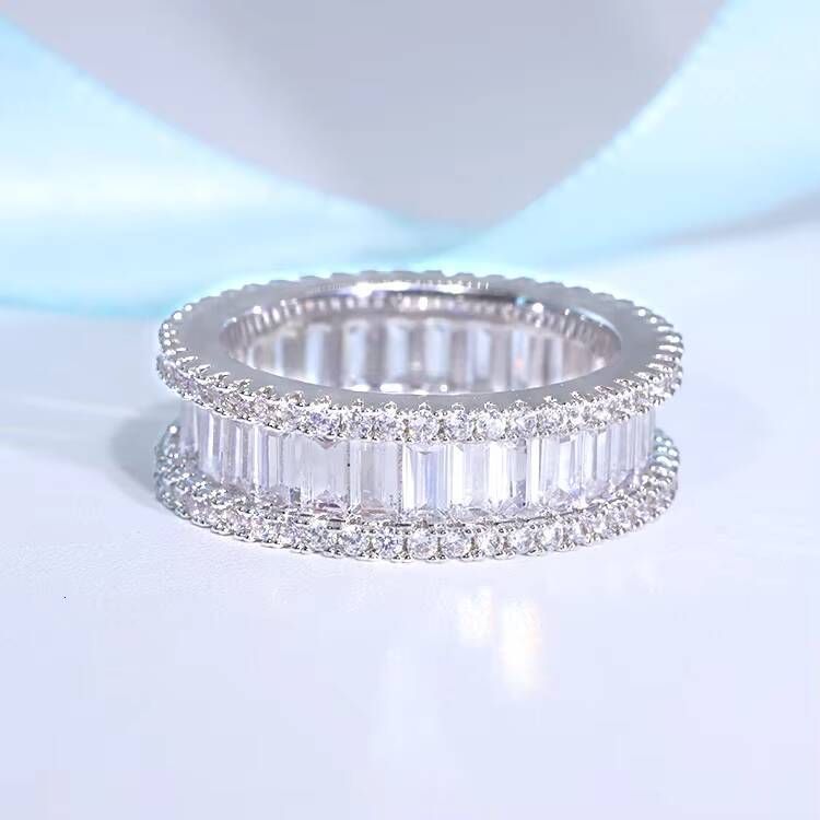 Fine Jewelry Hip Hop Ring 925 Sterling Silver VVS Moissanite Baguette Diamond Ring Hip Hop Jewelry for Man and Women