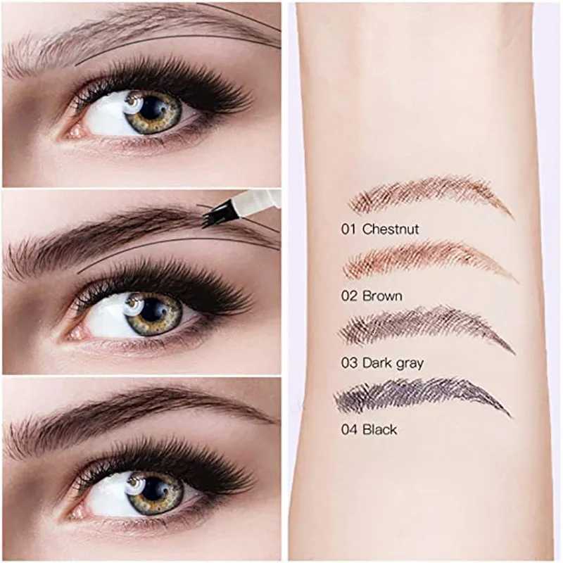 Dark Brown Eyebrow Pencil Microblading Eyebrow Pen Makeup Waterproof 4 Tip Eyebrow Pen Black Liquid Pen Enhancer Cosmetic W250807