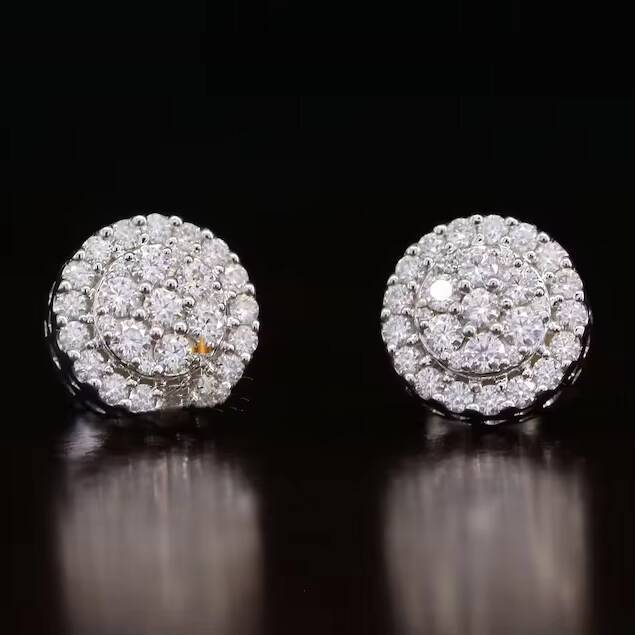 Dope Jewelry 925 Sterling Silver Diamond Gold Plated Earrings 10mm Round Shape Hiphop VVS Moissanite Stud Earrings