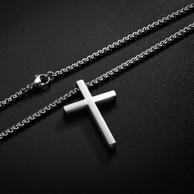 Stainless Steel Cross Pendant Necklace for Men Women Minimalist Jewelry Male Female Necklaces Chokers Silver Color 250805