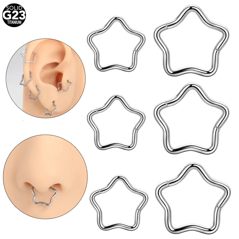 1PC Star Daith Earring Conch Helix Septum Piercing Clicker Segment Nose Ring Helix Rook Ear Piercing Jewelry 16G 250805