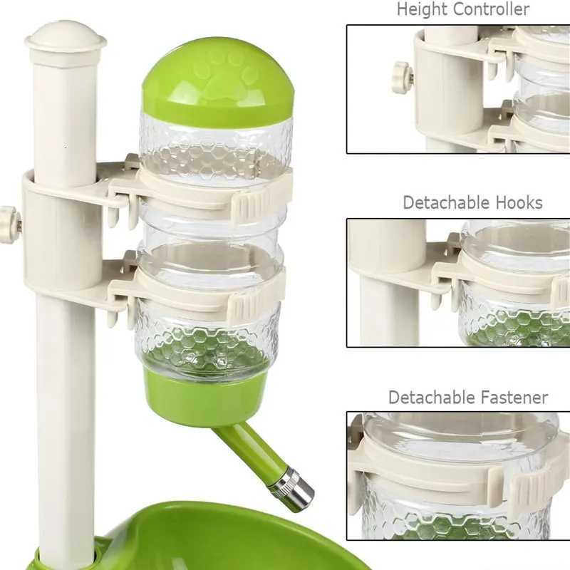 Small pet Water Bottle Dispenser Stand Pet Standing Water Dispenser Bowl for Small Dogs Cage Crate 3 in 1 Food and Water Feeder Y250806