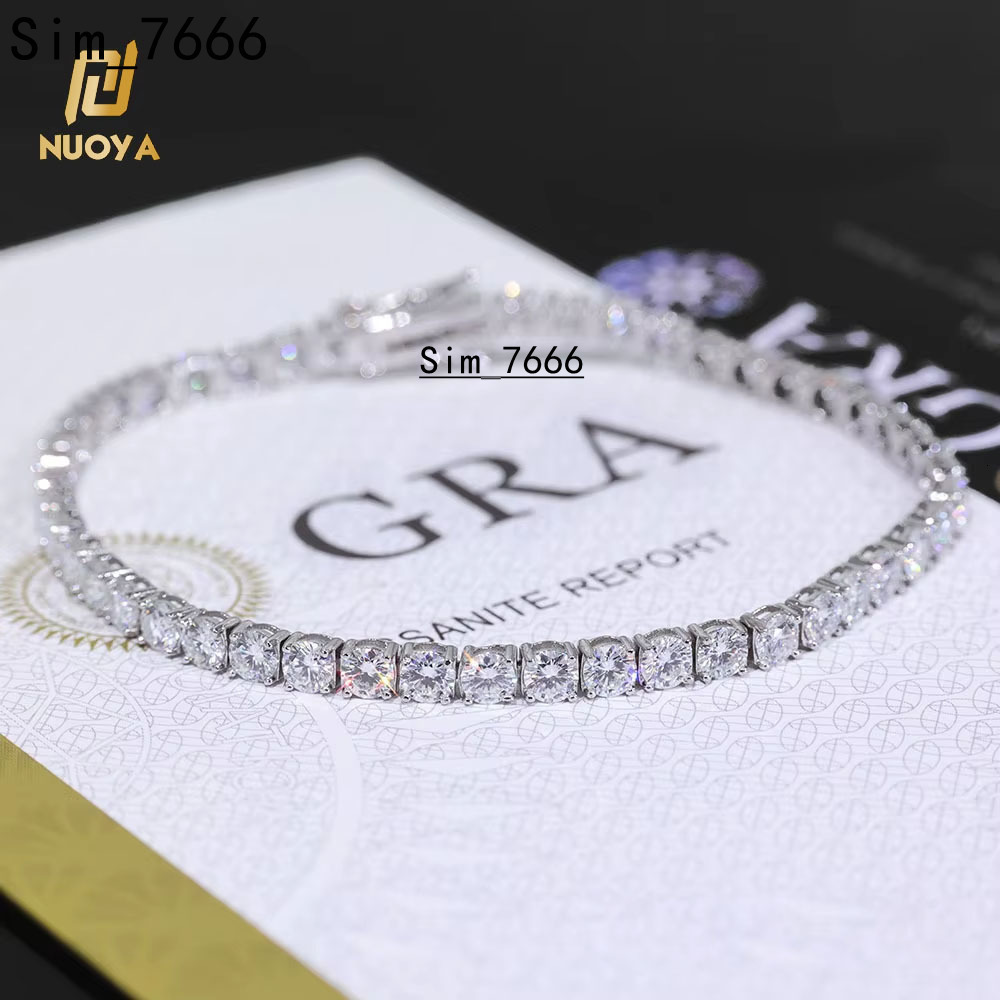 Custom 2/3/4/5MM VVS Moissanite Diamond Tennis Bracelet 925 Sterling Silver Tennis Chain Jewelry for Men Women