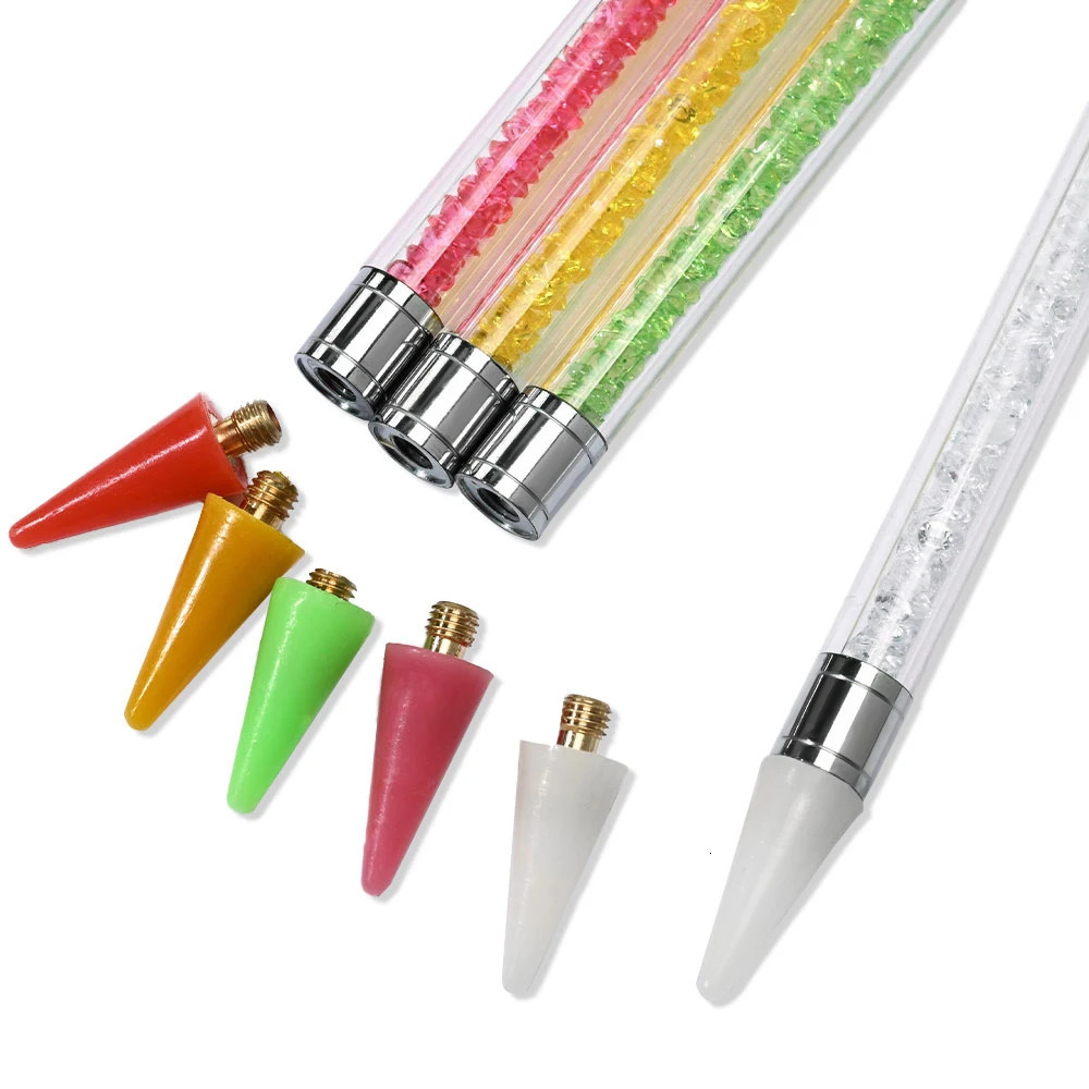 1/5pcs Dual-Ended Nail Rhinestone Picker Crystal Handle Wax Pencil Pick Up Applicator Dotting Drill Pen Manicure Picking Tools 250805