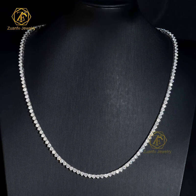 Pass Dia Test 3 Prongs Design Moissanite for Men Women Sier Hiphop Jewelry Tennis Link Chain Necklace