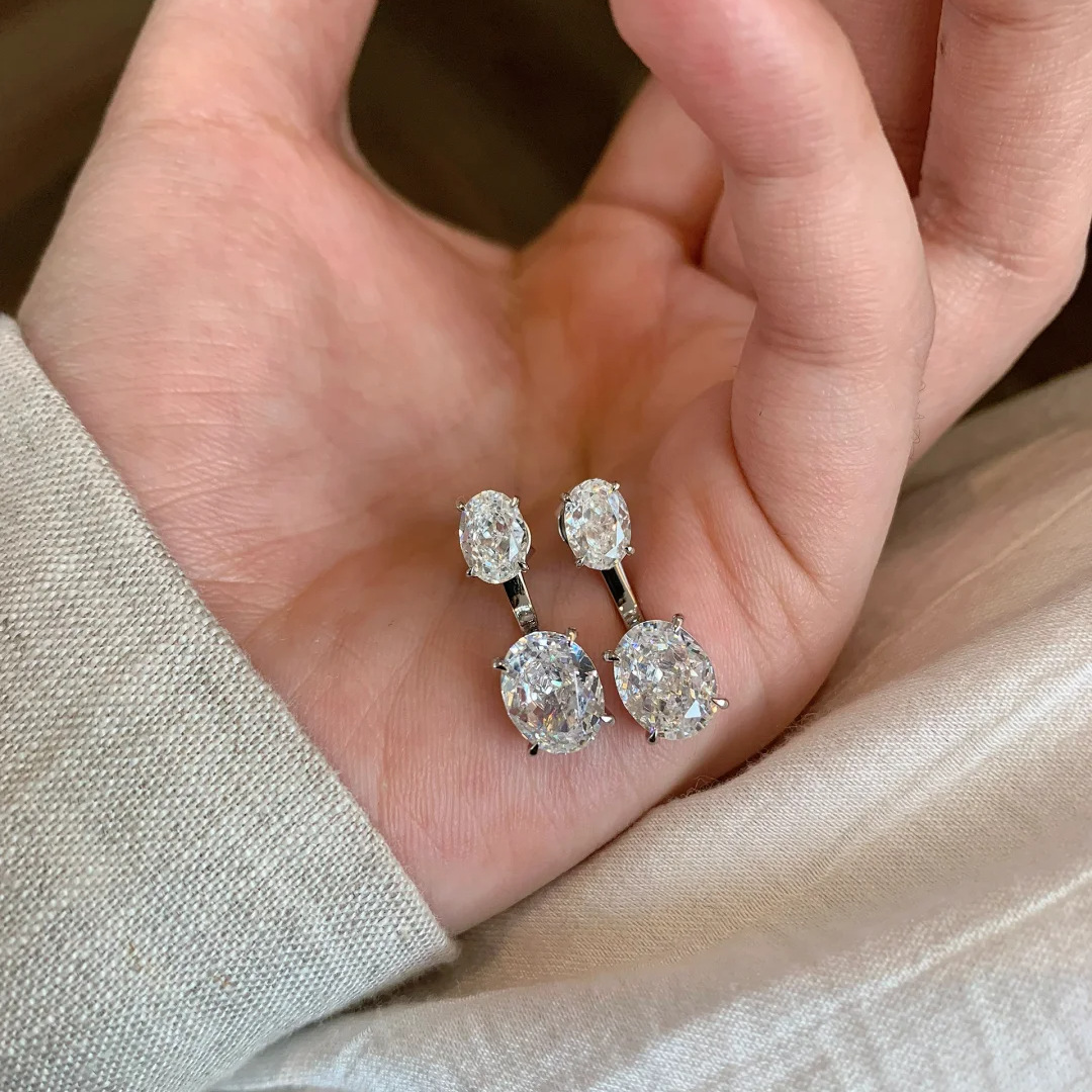 2025 Choucong Ins Top Sell Stud Earrings Luxury Jewelry 925 Sterling Silver Oval Cut 5A Cubic Zircon CZ Diamond Gemstones Party Eternity Women Bridal 