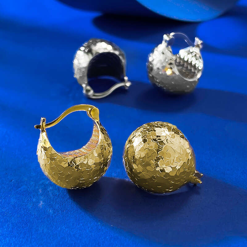 Mujing Jewelry S Pure Sier Sparkling Ice Ball Pinecone Earrings Fashionable Versatile Minimalist Style