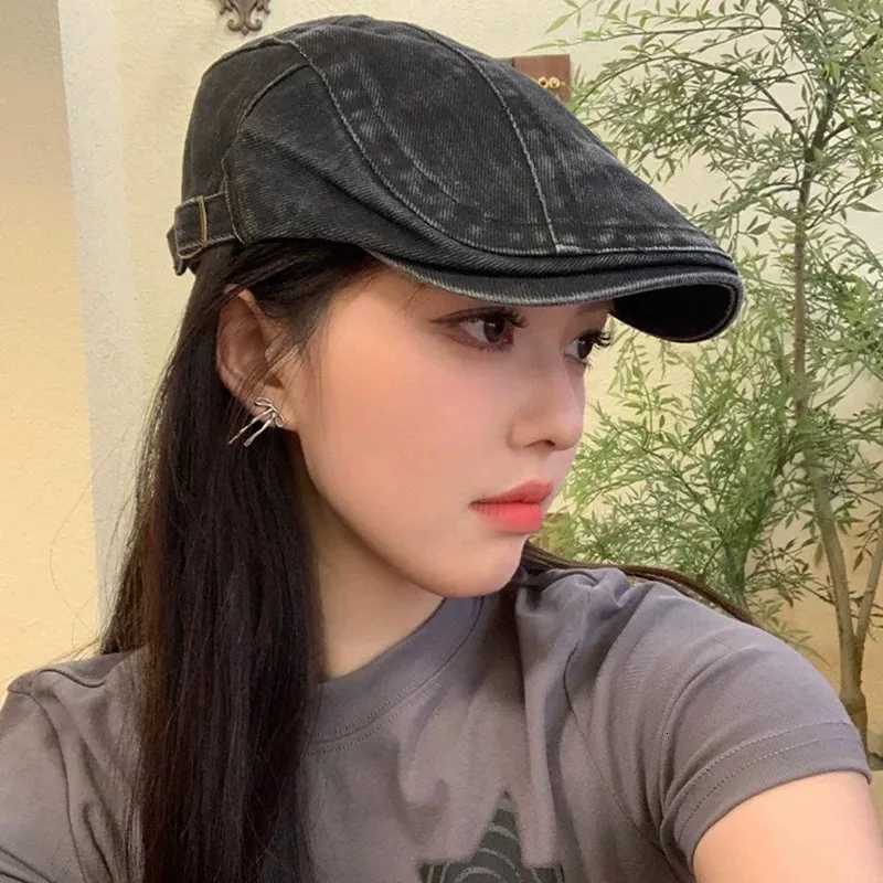 2025 American Retro Brown Washed Old Cowboy Forward Hat Women New Sp Girl Berets Girls Y2k Newsboy Painter Hat Wholesale XJ250807