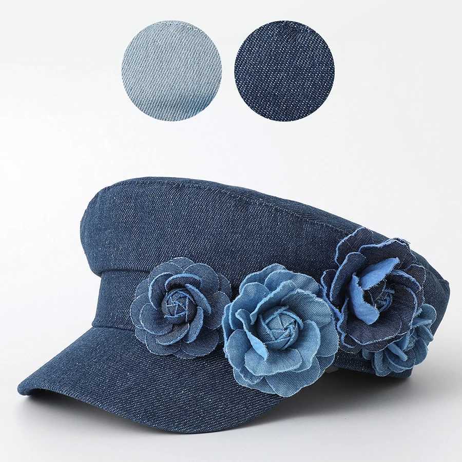 Womens Denim Beret Fashion Ladies Trend Flat Top Fabric Military Cs XJ250807