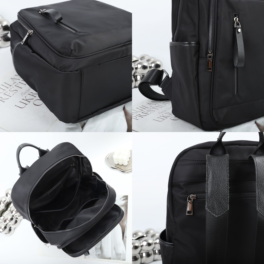 5639XL01 Waterproof Fabric Neutral Style Backpack High-capacity Paired With Cowhide Leather Lightweight and Simple Business Travel Computer Bag