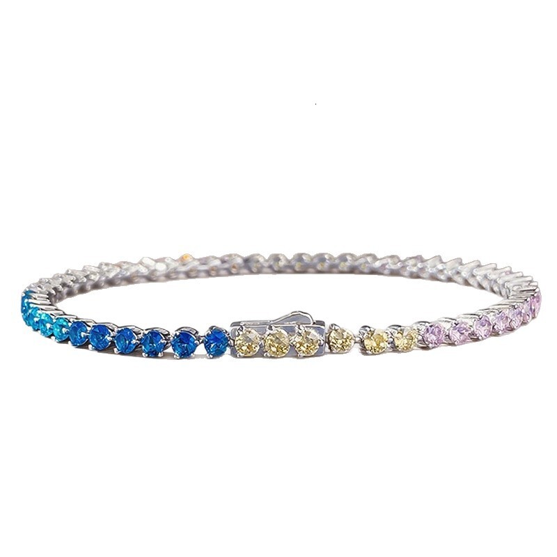 Hui Zhi Wing Jewelry New S Sier Color Bracelet for Women Summer Dopamine Rainbow Fresh Style