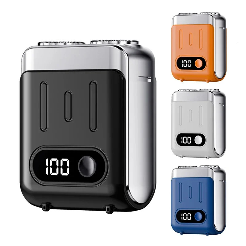 Dual Floating Magnetic Blade Men Electric Shaver Mini Portable High Speed Travel Beard Knife Rechargeable Rotary Electric Razor 250805