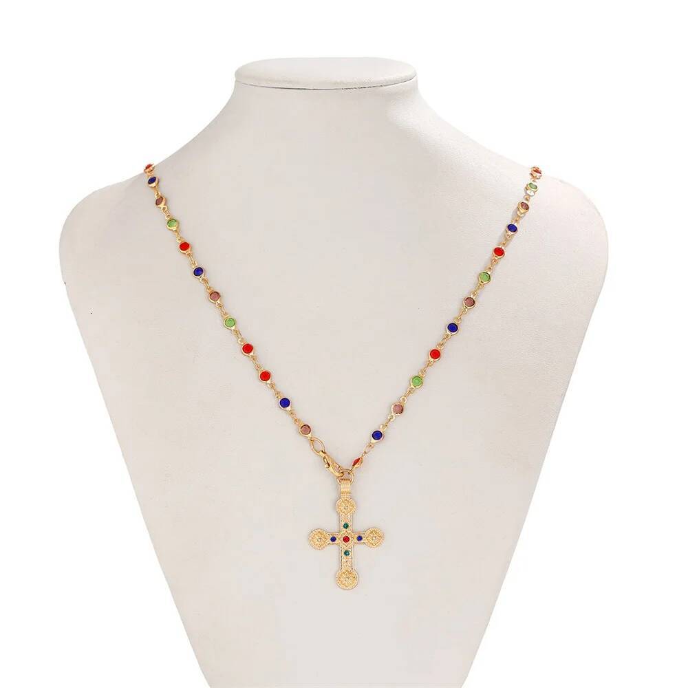 Unique Cross Pendant for Women Simple Crystal Sweater Chain Long Y-shaped Necklace Y2K Party Jewelry 2024 Jewelry for Women