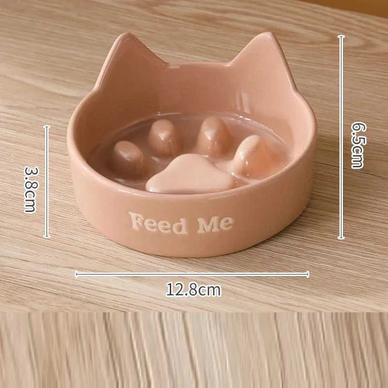 Creative Ceramic Anti-Choking Slow Eating Dog And Cat Bowl with Wooden Frame Large Bore Dogs Food Bowls Pet Supplies 1Pc Y250806