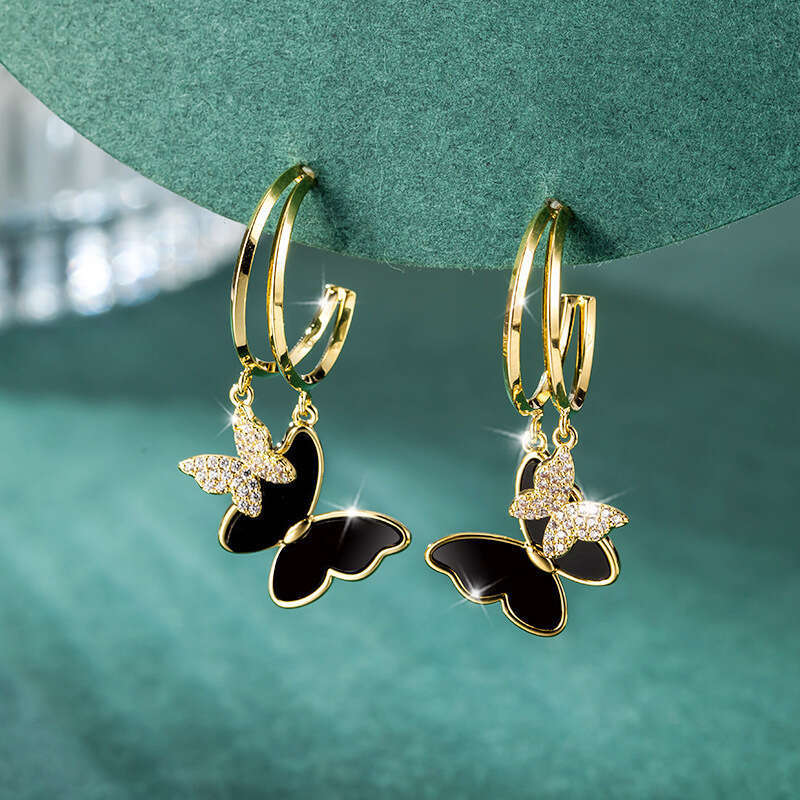 Earrings Designer Luxury jewelry for Women Butterfly Double Flying Earring copper plated with 18K gold silver Simple Fashion Festival vacation gifts