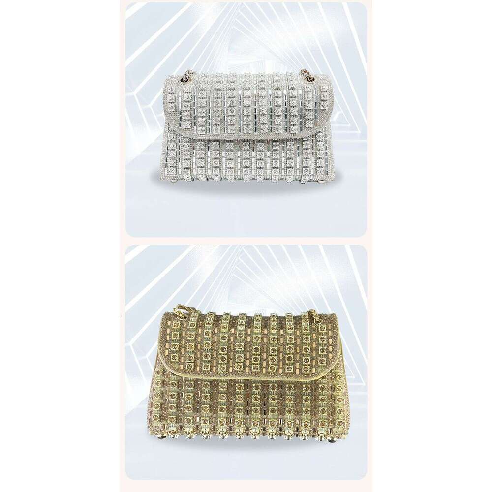 New Socialite Crossbody Dinner Bag, Fashionable Dia Inlaid Handbag, European And American High-end Exquisite Square Women's Handbag
