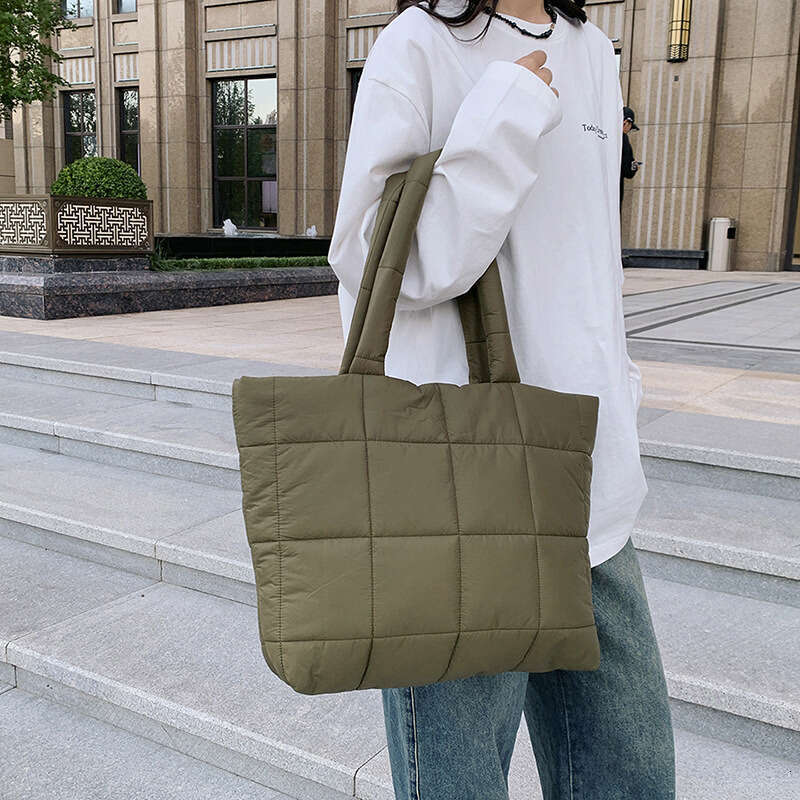 Shoulder Bag Light And Soft Bag Trendy Niche Design Checkered Soft Tote Bag For Women Handheld And Shoulder Fashionable Cotton Bag Large Ca