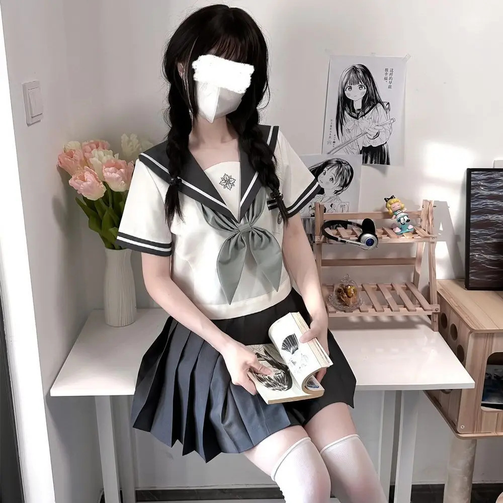 Korean High School Uniform Japanese Orthodox Seifuku Sailor Suit Student Kawaii Jk Outfit Cosplay Summer Pleated Skirt 250729