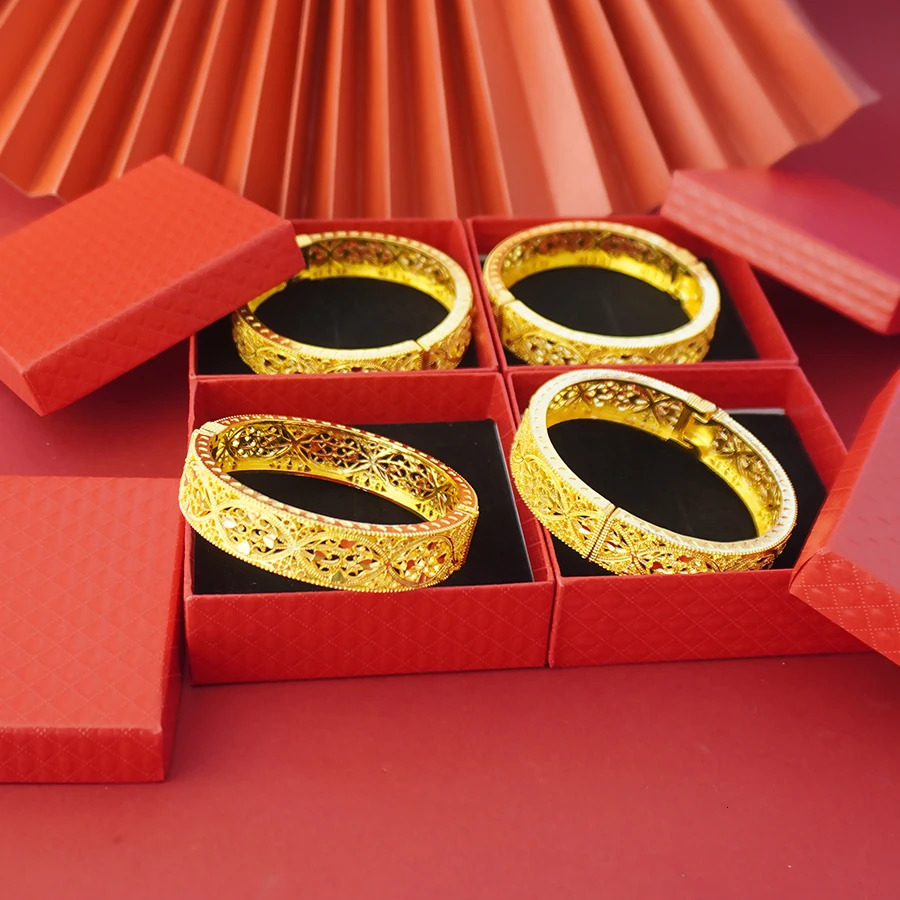 Dubai Gold Color Bangles For Women Gold Plated Indian African Hard Bracelets Charm Wedding Ethiopian Arabic Hand Jewelry 250805