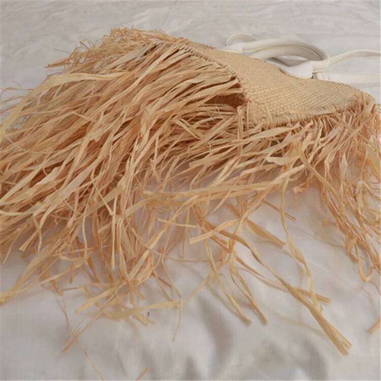 Brand Tassel Raffia Straw Beach Woven Shoulder Bag Raffia Circle Rattan Bags Bohemian Summer Vacation Casual Bag