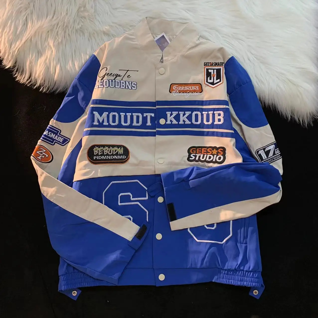 stylish womens clothes removable two pieces kpop korean streetwear varsity baseball uniform Motorcycle jacket Girls Racing Suit 250805