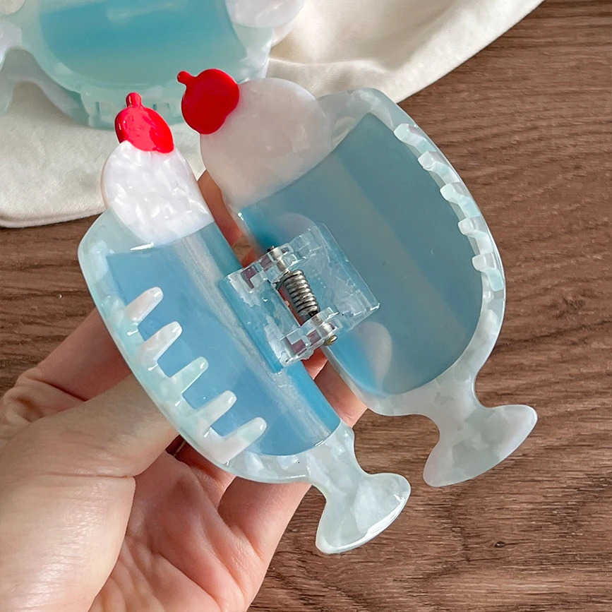 Summer Blue Soda Ice Cream Hair Claw Eco-Friendly Acetate Claw Clips Trendy Hair Clips for Women Girls Hair Accessories U250807