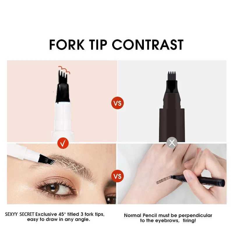 Dark Brown Eyebrow Pencil Microblading Eyebrow Pen Makeup Waterproof 4 Tip Eyebrow Pen Black Liquid Pen Enhancer Cosmetic W250807
