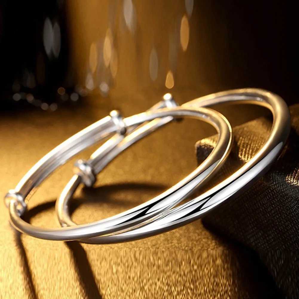 Adjustable Size 925 Sterling Silver Bangle Cuff Charm Bracelet Jewelry For Women Wedding W250807