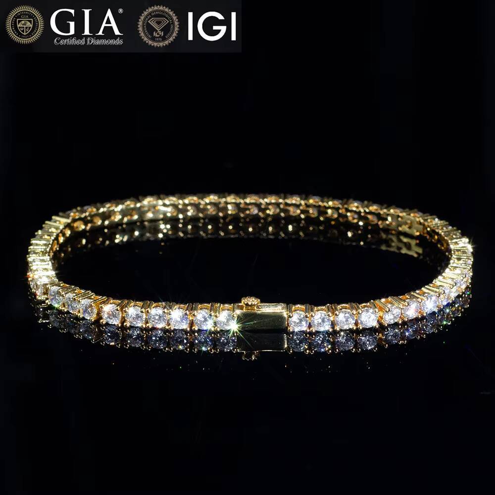 Custom HPHT Cvd Lab Grown Diamond Tennis Bracelet Necklace Chain 10K 14K White Gold 3mm 4mm 5mm Igi Gia Certificate for Women