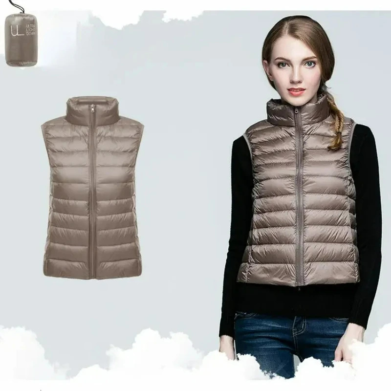 Women Sleeveless Womens Ultra Light Down Vests Slim Jacket Girl Gilet Plus Lightweight Windproof Warm Waistcoat Women Vest 250804